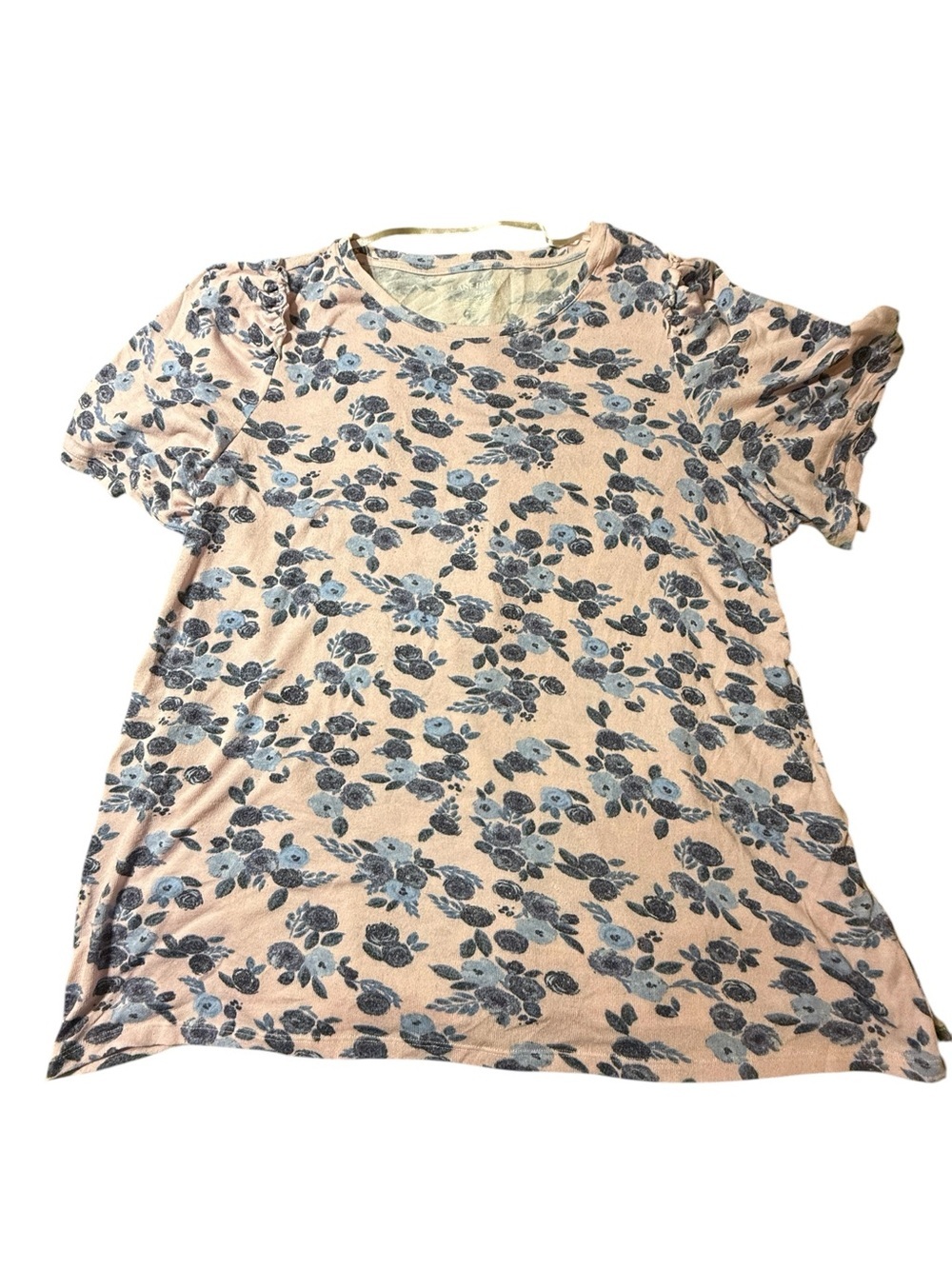 Lane Bryant Knit Women's Basic Shirt Plus Size 22/24 Floral Short Basic Sleeve
